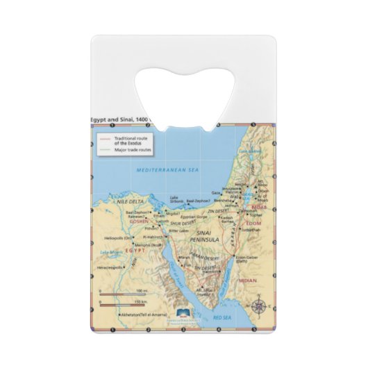 モーゼの出国エジプトおよびシナイ1400年から1200年の地図B クレジットカード栓抜き (裏面)