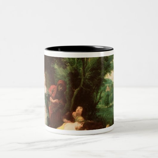 モーゼを発見しているファラオの娘 ツートーンマグカップ (中央)