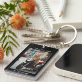 モータおもしろいーの猫パパ写真 キーホルダー (正面右)