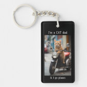モータおもしろいーの猫パパ写真 キーホルダー (正面)