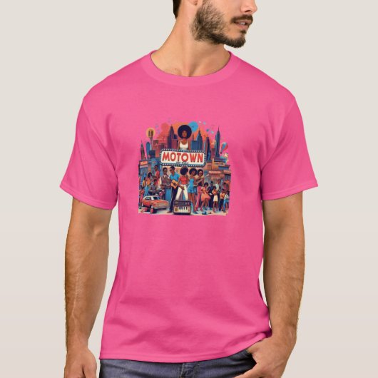 モータウン時代のノスタルジック音楽デザイン Tシャツ (正面)