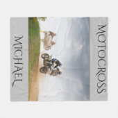 モータクロスフリースブランケットパーソナライズされたの名前。 フリースブランケット (正面(横))