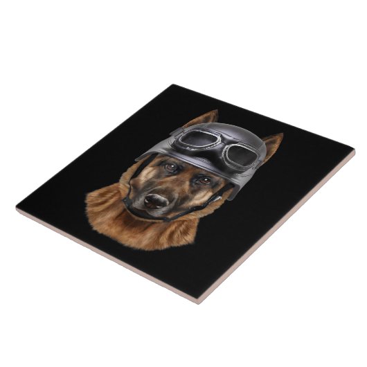 モーターのバイクもしくは自転車に乗る人用のドイツ羊飼い犬ヘルメットギフト タイル (側面)