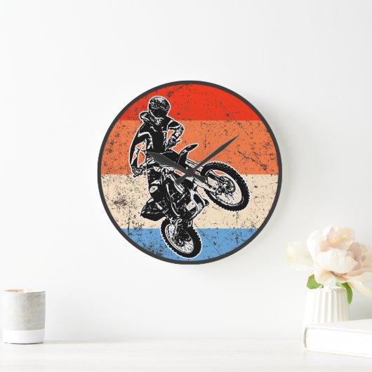 モータークロスの大型クロック ラージ壁時計 (ホーム)