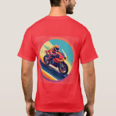 モーターサイクリストのレーシングダイナミックイラストレーション Tシャツ (裏面)