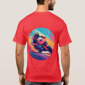 モーターサイクリストのレーシングダイナミックイラストレーション Tシャツ (裏面)