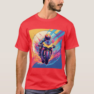 モーターサイクリストのレーシングダイナミックイラストレーション Tシャツ
