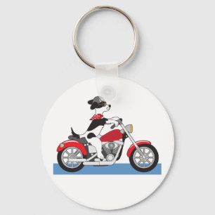 モーターサイクリング犬 キーホルダー