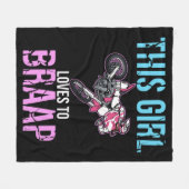 モーターサイクルガールズダートバイク女性元十字軍 フリースブランケット (正面(横))