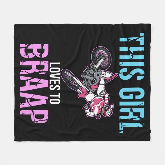 モーターサイクルガールズダートバイク女性元十字軍 フリースブランケット (正面(横))