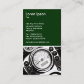 モーターサイクルスピードメーター – ダークグリーン 名刺 (裏面)