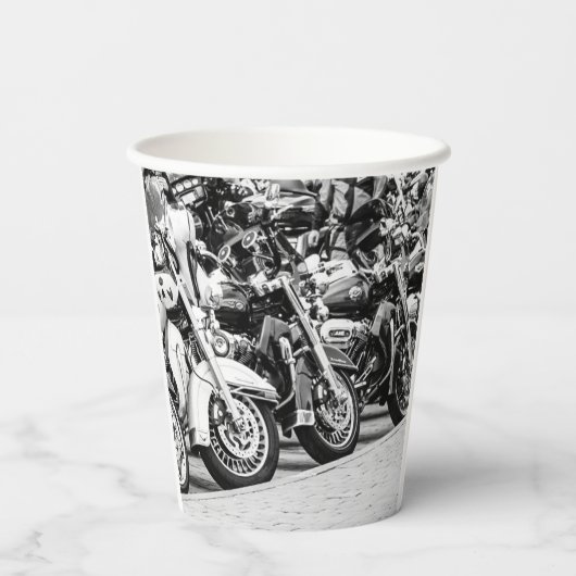 モーターサイクルバイクバイクもしくは自転車に乗る人ライドライダー 紙コップ (裏面)