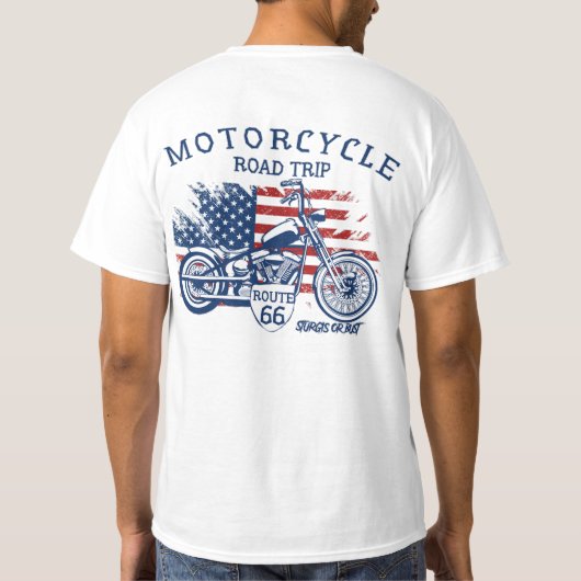 モーターサイクルロードトリップルート66スタージスまたはバスト Tシャツ (裏面)