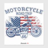 モーターサイクルロードトリップルート66 USAフラグ シール (シート)