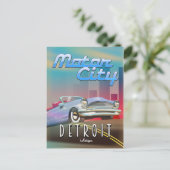 モーターシティデトロイトミシガン旅行ポスター。 ポストカード (スタンド正面)