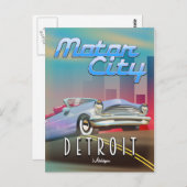 モーターシティデトロイトミシガン旅行ポスター。 ポストカード (正面/裏面)