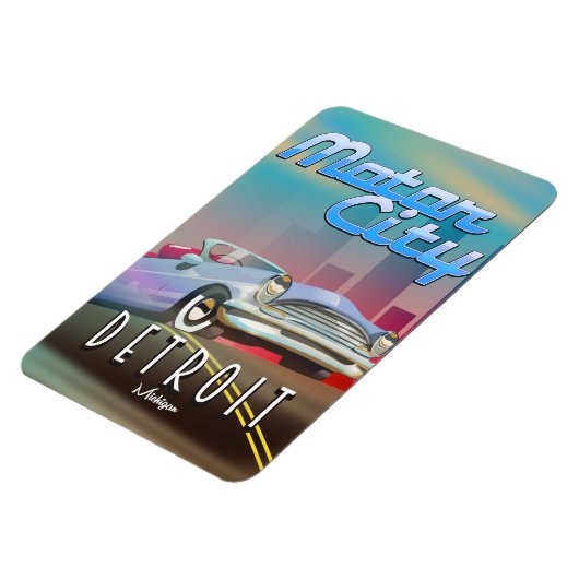 モーターシティデトロイトミシガン旅行ポスター。 マグネット (左側)
