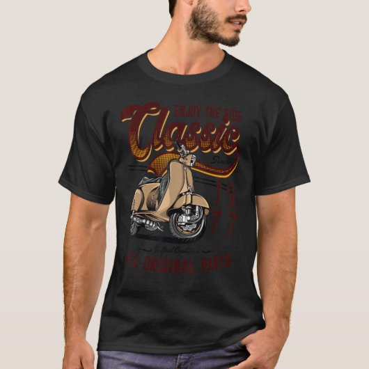 モータースクータクラシックーMOPEDライダー誕生日1977 Tシャツ (正面)