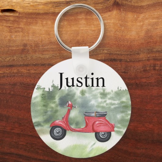 モータースクータパーソナライズされたーの水色 キーホルダー (正面)