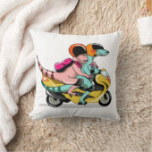モータースクーターに乗って2人の漫画のラプター。 クッション (ブランケット)