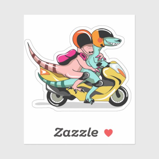 モータースクーターに乗って2人の漫画のラプター。 シール (シート)