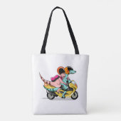 モータースクーターに乗って2人の漫画のラプター。 トートバッグ (裏面)