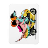 モータースクーターに乗って2人の漫画のラプター。 マグネット (縦)