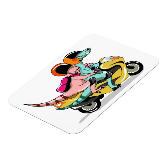 モータースクーターに乗って2人の漫画のラプター。 マグネット (左側)