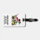 モータースクーターに乗って2人の漫画のラプター。 ラゲッジタグ (裏面横)