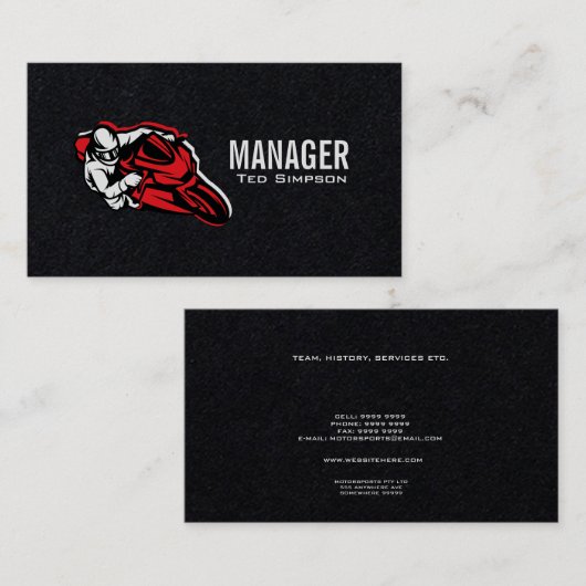 モータースポーツオートバイレーシングチームマネージャー 名刺 (正面/裏面)