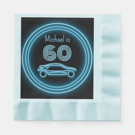 モータースポーツマニアテーマブルー 縁ありランチョンナプキン (正面)