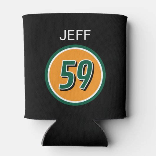 モータースポーツレースカー番号のロパーソナライズされたゴ 缶クーラー (裏面)