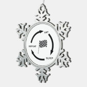 モータースポ食べートスリープリピートスポーツファンことわざ スノーフレークピューターオーナメント (右)