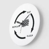 モータースポ食べートスリープリピートスポーツファンことわざ ラージ壁時計 (傾斜)