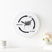 モータースポ食べートスリープリピートスポーツファンことわざ ラージ壁時計 (ホーム)