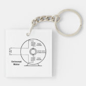 モーターダイアグラムを使用した電気技師キーチェーン キーホルダー (裏面)