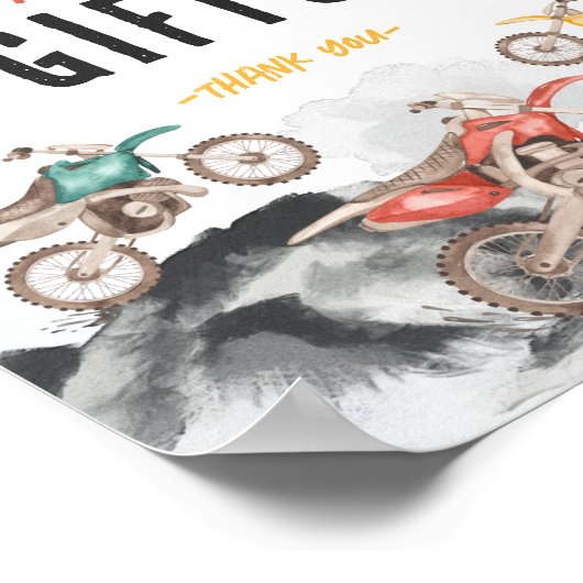 モーターダートバイクシャワーパーティーカードとギフトサイン ポスター (角)