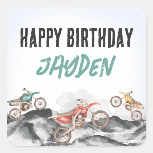 モーターダートバイクファーストワンバースデーパーティー スクエアシール (正面)