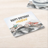 モーターダートバイクファーストワンバースデーパーティー スクエアペーパーコースター (アングル)