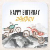 モーターダートバイクファーストワンバースデーパーティー スクエアペーパーコースター (正面)