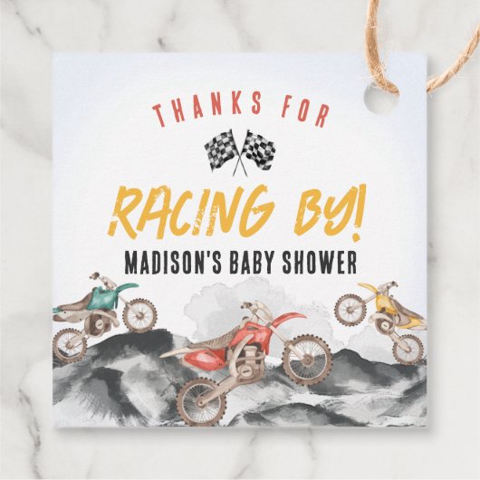 モーターダートバイクベビーシャワーデコール フェイバータグ (裏面)