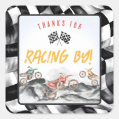 モーターダートバイク誕生日パーティーのお気に入り スクエアシール (正面)