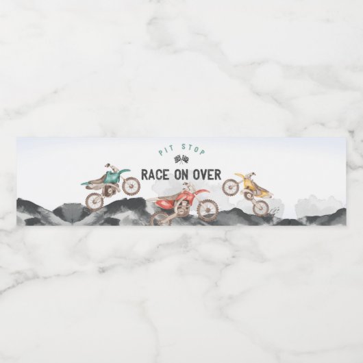 モーターダートバイク誕生日パーティーウォーターボトルラベル ペットボトルラベル (シングルラベル)