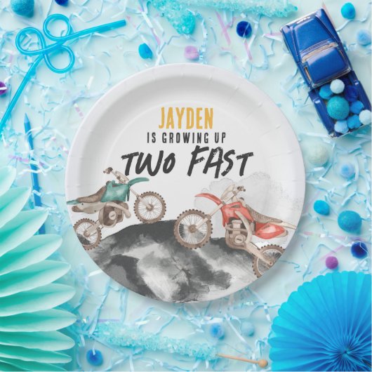 モーターダートバイク2速2番目の誕生日パーティー ペーパープレート (パーティー)