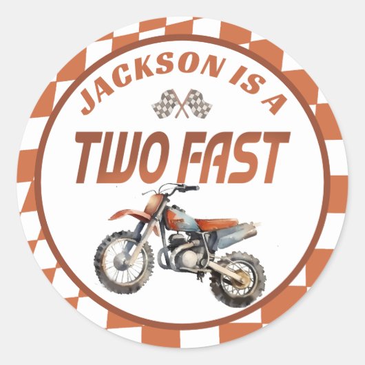 モーターダートバイク2速2nd誕生日ステッカー ラウンドシール (正面)