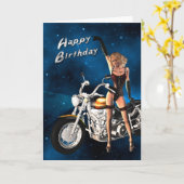 モーターバイクが付いているバースデー・カード カード (黄色い花)
