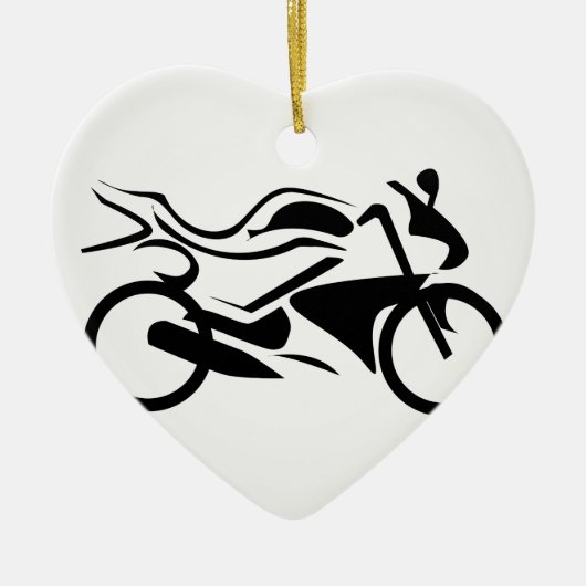 モーターバイクの抽象的なスケッチ セラミックオーナメント (正面)