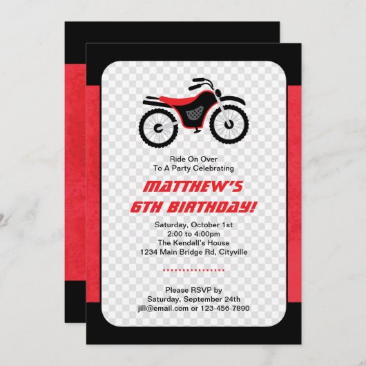 モーターバイクの誕生日 招待状 (正面/裏面)