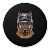 モーターバイクもしくは自転車に乗る人用ドイツ・シェパード犬ヘルメット セラミックノブ (正面)