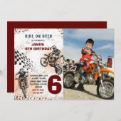 モーターバイクダートバイクフォト誕生日招待状 招待状 (正面/裏面)